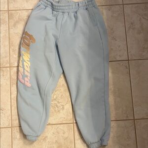 Fabletics Kids Light Blue Joggers with Gradient Text